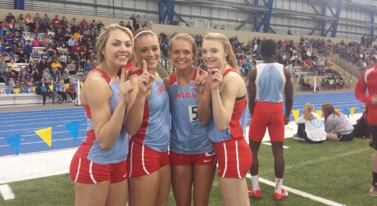 The+girls+4x1+takes+first+at+the+SDSU+meet.+