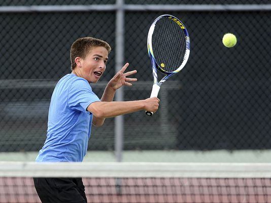 Kaleb Dobbs is pictured playing a singles tennis match during the 2015 season.
