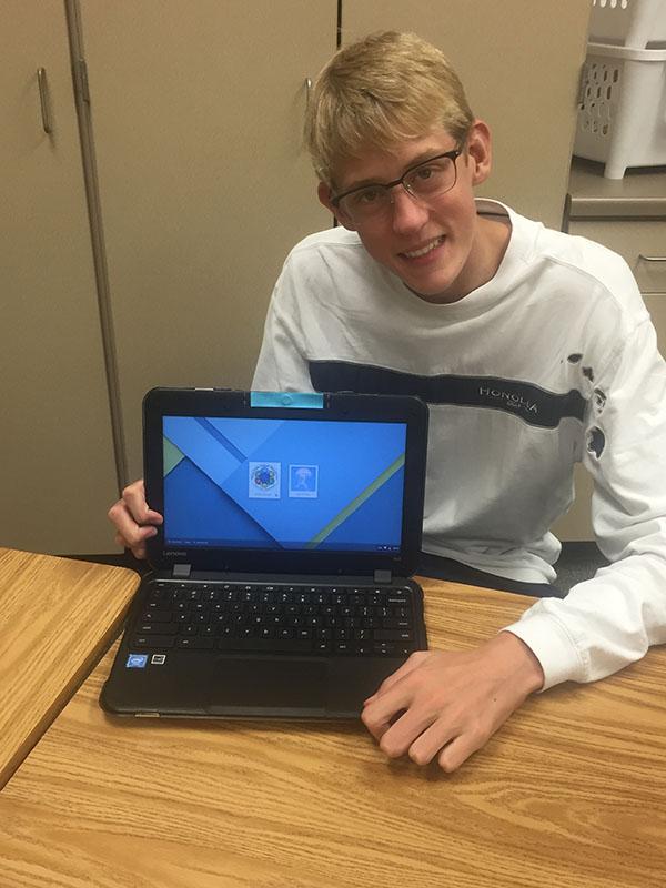 Founder of ACCA, Jack Fehrs poses with his chromebook camera hidden. 