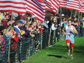 Peters is pictured running in the 2015 state cross country meet, which he won.