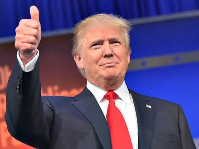 Trump+is+shown+giving+a+thumbs+up+to+the+crowd+as+he+gave+a+speech.