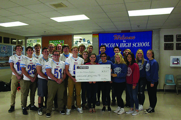 The LHS Student Council teams up with the football team for the jersey auction and raised a total of $743 for the Avera McKennan Foundation.