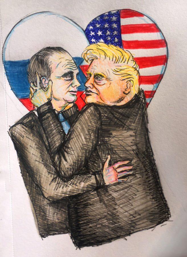 Putin, the President of the Russian Federation, holds President-elect Trump in a warm embrace.