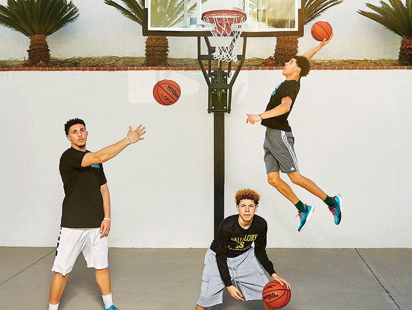 The Ball brothers working on their craft on the court