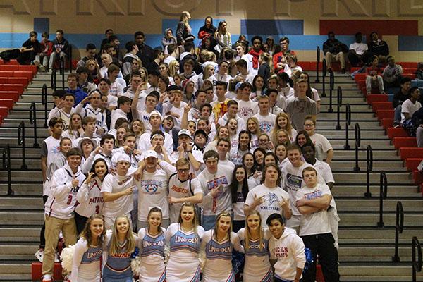 LHS student section at the LHS vs WHS basketball game on Jan. 26.