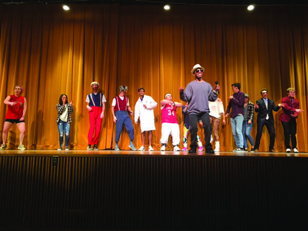 LHS student Antonio Humann was joined during his performance of Lets Get It Started by the other participants.