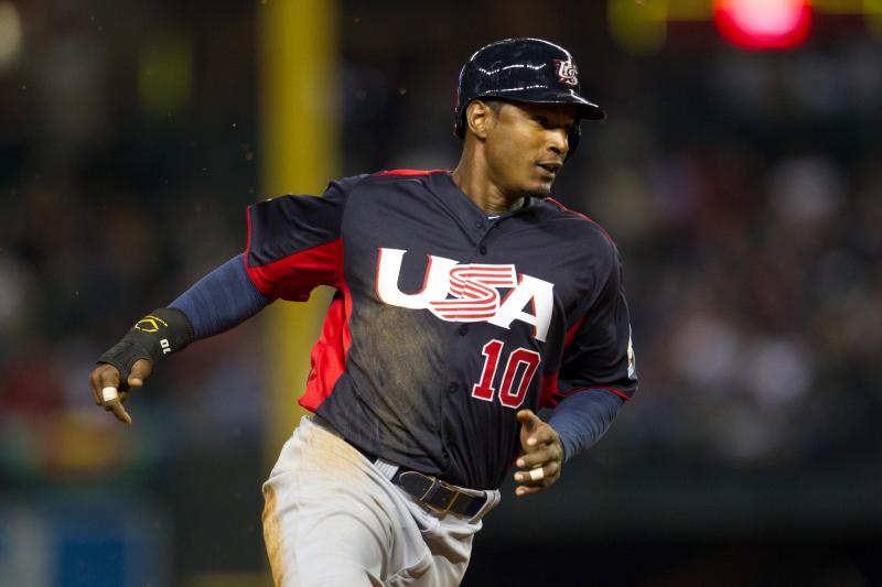 Adam Jones of team USA rounds the base path during a game in the World Baseball Classic.