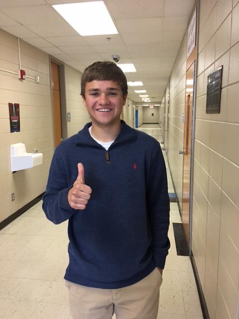 Jacob Alvine with the Thumbs up pose after solidifying his greatness with his answer of the year