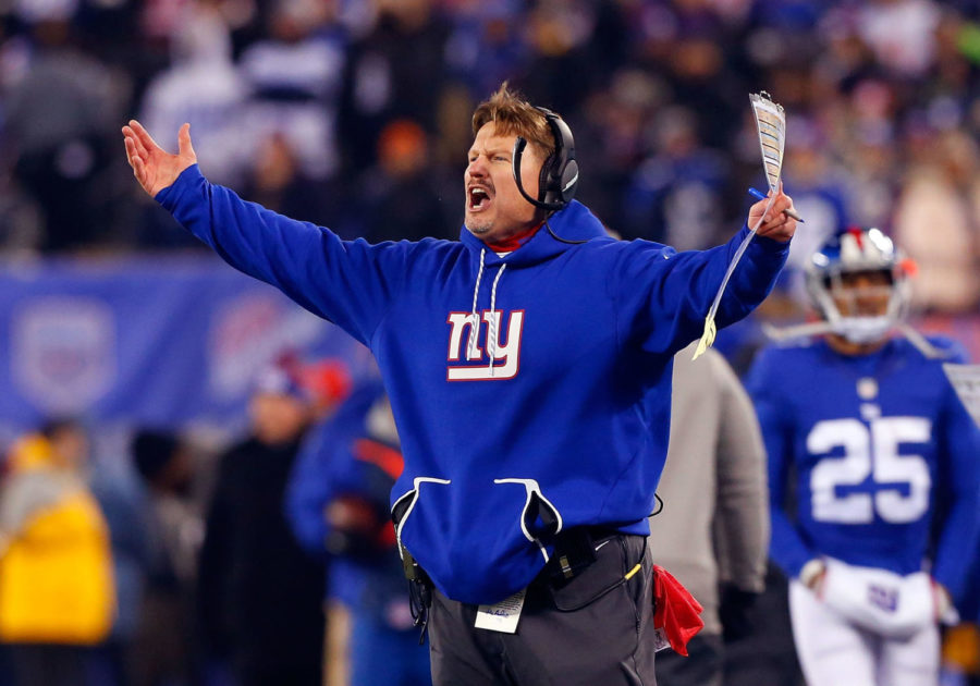 EAST RUTHERFORD, NJ - DECEMBER 11:  (NEW YORK DAILIES OUT)   Head coach Ben McAdoo of the New York Giants reacts during a game against the Dallas Cowboys on December 11, 2016 at MetLife Stadium in East Rutherford, New Jersey. The Giants defeated the Cowboys 10-7.  (Photo by Jim McIsaac/Getty Images)