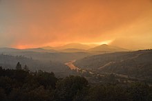 An aerial view of the Carr fire.