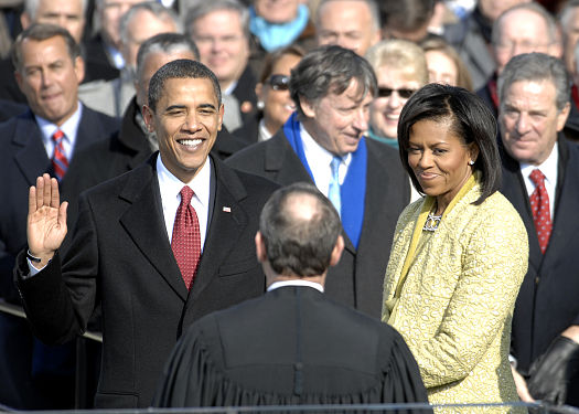 Barack Obama is sworn in as the 44th president of the United States in Washington, D.C., Jan. 20, 2009.