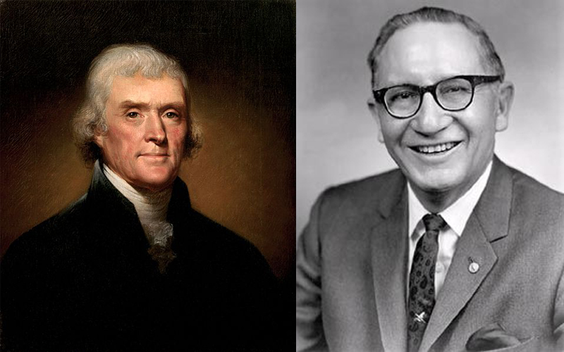 On the right: Thomas Jefferson. On the left: Benjamin Reifel. 