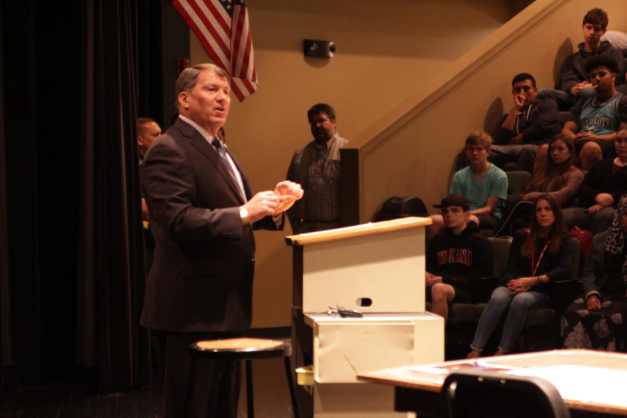Senator Mike Rounds holds a question and answer session in the LHS little theater.