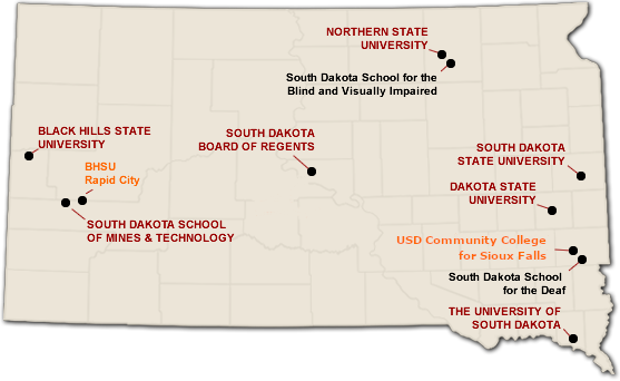 There are 11 state university campuses across the state of South Dakota. Enrollment in each of these universities is down from last year. 