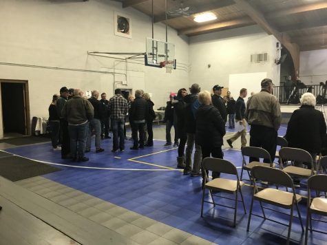 Caucus-goers display their support for a particular candidate at the Democratic Party 2020 Caucus in Larchwood, Iowa.