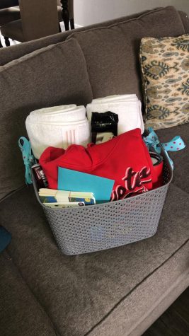 Basket of gifts that Florey received from her