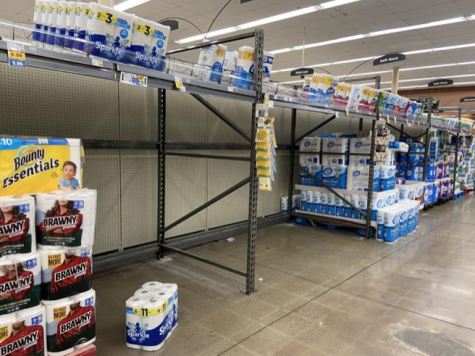 Shelves are becoming empty as both essential and non-essential items are selling out.