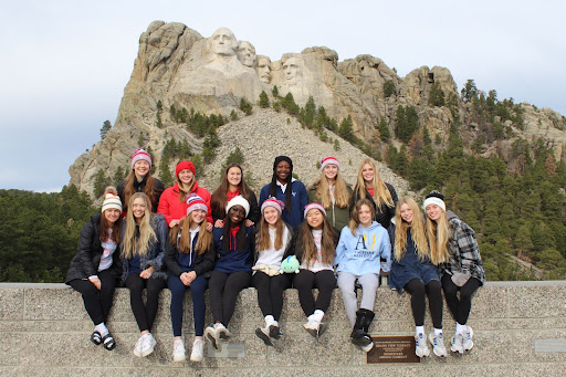 The LHS Volleyball team visiting Mount Rushmore before an exciting match vs HHS. 
