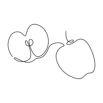 An example of a minimalistic drawing of fruits using only one line. 
