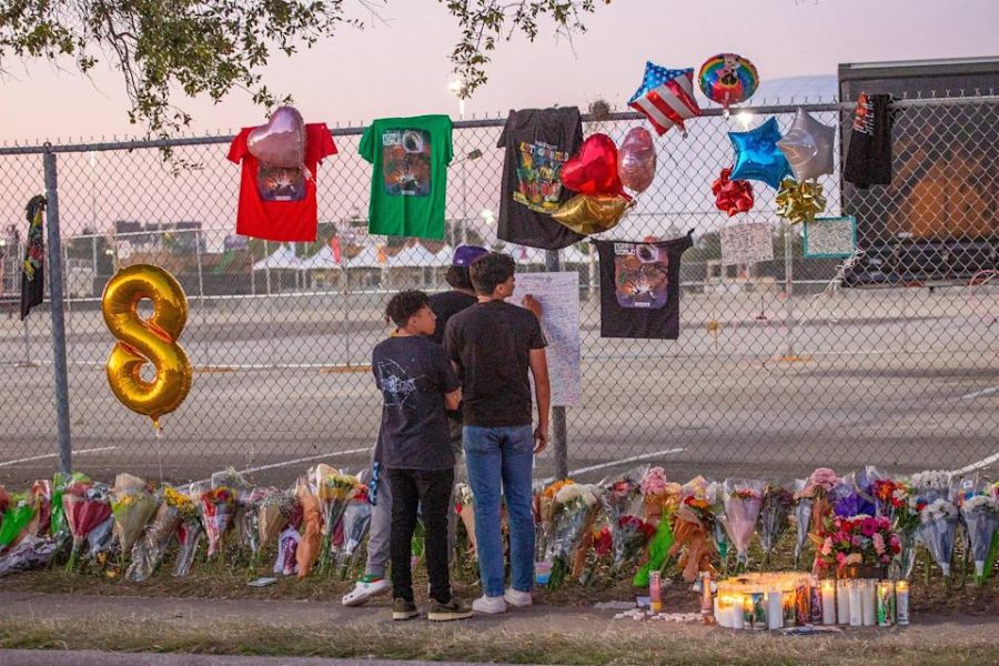 Citizens mourn the eight deaths at the Astroworld Victim Memorial, located just outside NRG Park.
