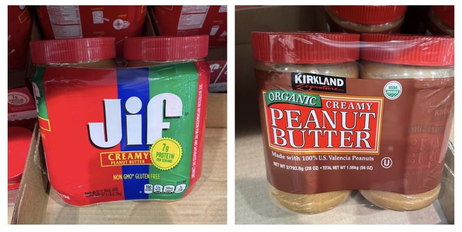 Compared to JIF peanut butter, Costcos organic peanut butter has only two 
ingredients making it a  healthier alternative. 