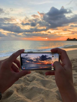 A capture of the sunset on the beach of the ocean from VSCO.