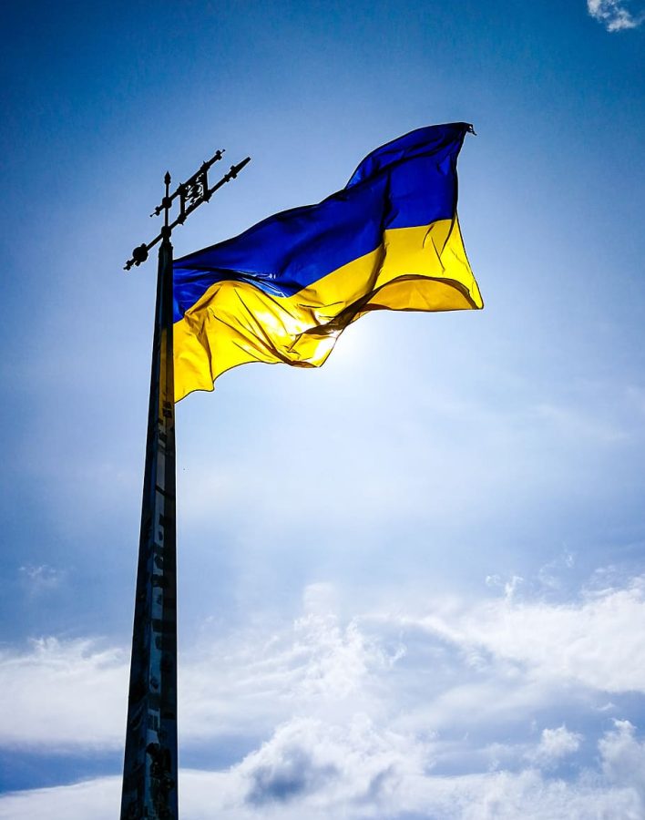 The flag of Ukraine, the Country currently under attack by Russia and home to relatives of multiple LHS students.