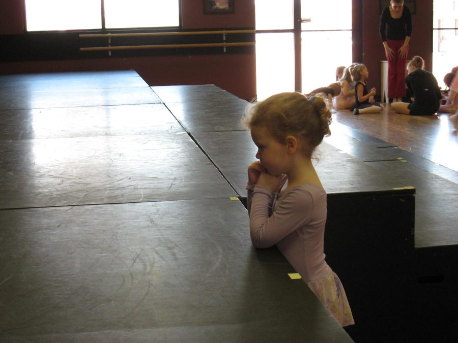 Three year old Olivia, embracing the dramatic cold shoulder at the beginning of each class. 