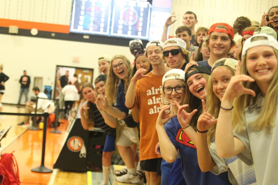 The LHS student section poses for a photo. Say cheese!