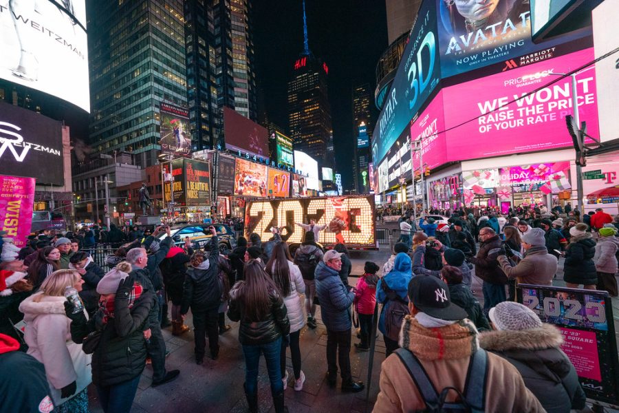 Times+Square+New+Years+Eve+2023+was+packed+with+thousands+of+people+awaiting+the+arrival+of+the+new+year.+
