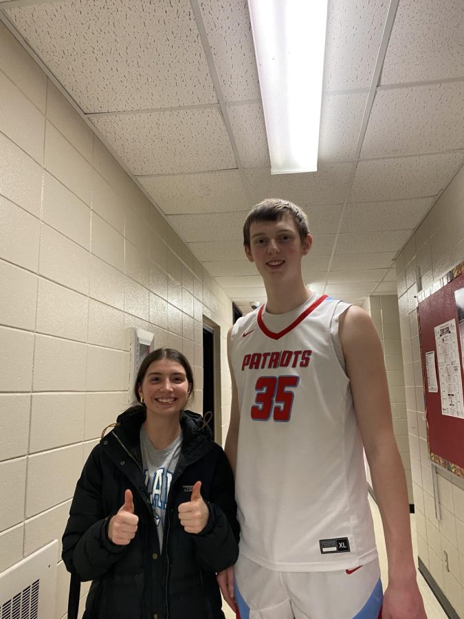JT and I after a great game against the Brooking Bobcats. Took the win with a score of 77-44.