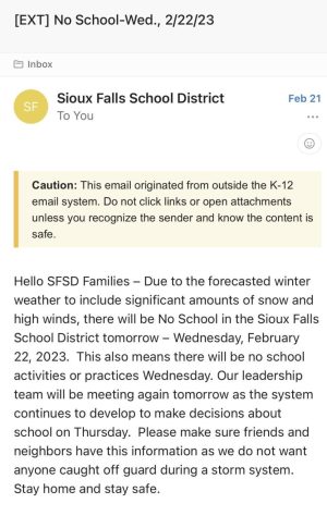 A screenshot of the warning sent to all LHS students and parents.