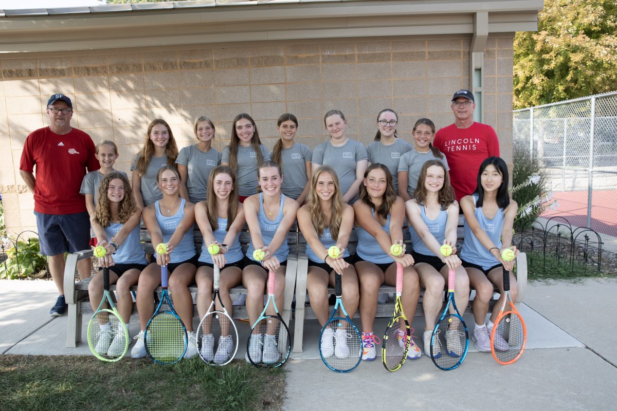 The LHS girls tennis team now hold the South Dakota State Championship title. (Photo used with permission by LHS Tennis)