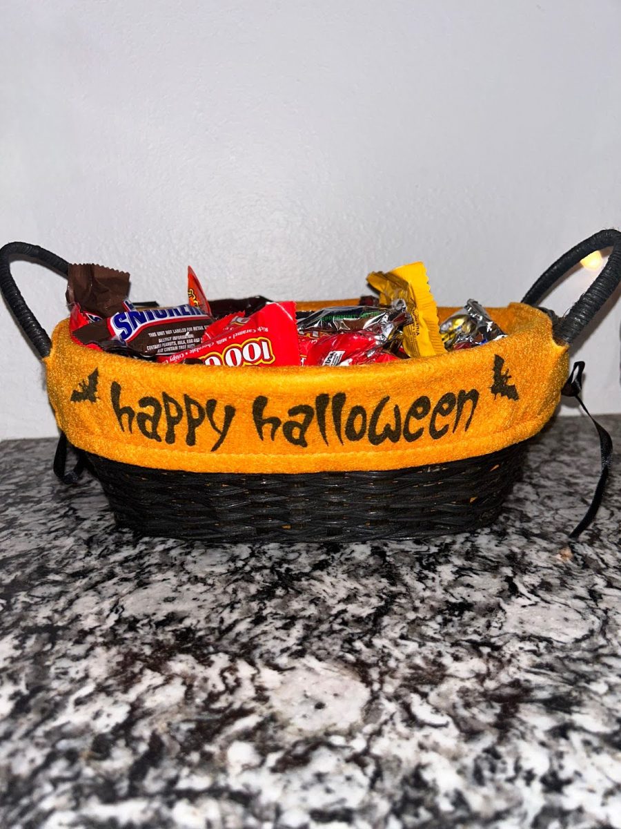 Candy ready to hand out for trick-or-treaters on Halloween. 