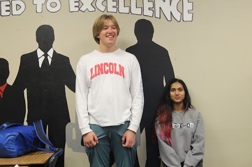 LHS sophomore Callaway Weeks, a 6’ 3” tyrant, ignores LHS junior Katya Surendran, a 5’0” queen, revealing a perpetual inequality between heights.