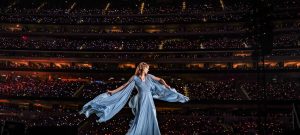 Swift performs her “Folklore” set onstage at Sofi Stadium in Inglewood, CA on Aug. 9, 2023 (Used with permission by Wikimedia Commons/Paolo Villanueva)