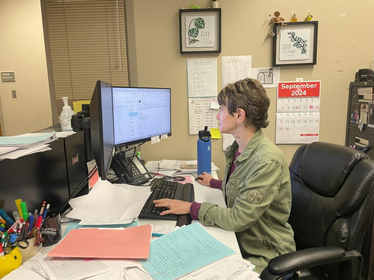 Michelle Peterson works at LHS's registrar, which includes organizing student transcripts, course scheduling and registering students. 