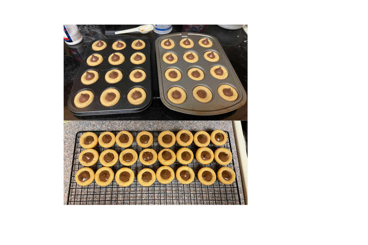 You have to be quick with this step. Carefully put your choice of chocolate in the cookies as soon as they are out of the oven. Don’t push the chocolate in too deep but push it in deep enough that it will stick in the cookie. After the cookies are cooled down a bit, place them on a cooling rack. Repeat the rolling and baking process until all of the dough is used up.
