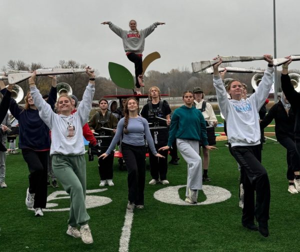 LHS marching band practices their routine, including the color guard (Photos used with permission by  Seirra Pattin)