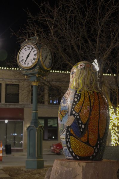 A common characteristic of Downton Sioux Falls is the unique artwork, like “Metamorphosis,” by Peter Vogelaar. 