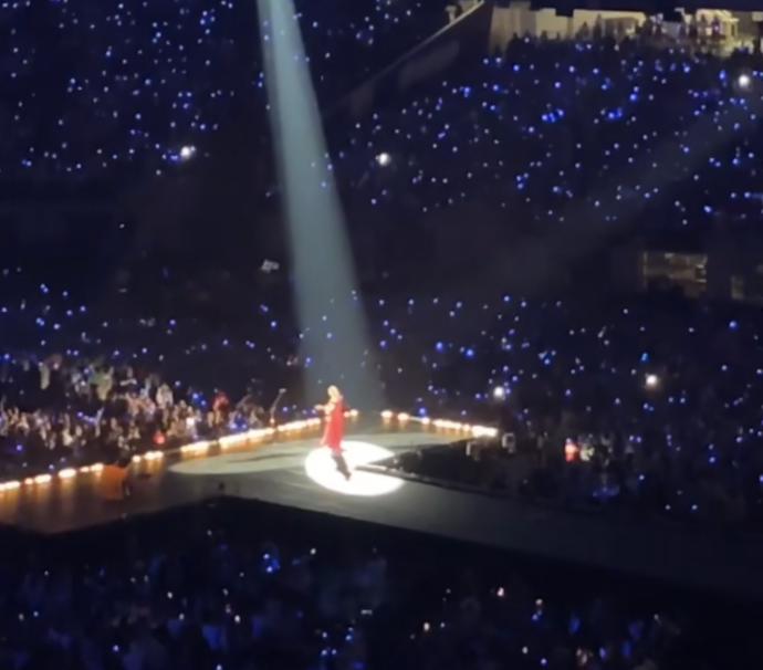 Taylor Swift performing at The Eras Tour in Minneapolis.