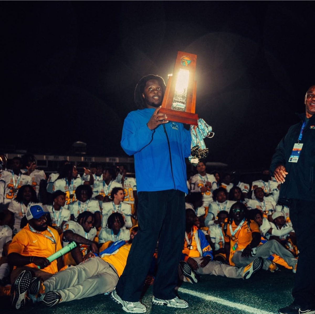 Bridgewater posing with Florida 3A State Championship trophy
(Photo used with permission by Instagram)