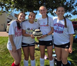 LHS girls soccer players from left: Mia Weiland, Izzie Gillespie, Regan Van Meeteren, Gemma Oppenheimer (Photo used with permission by Instagram/@sflincolnsoccer).