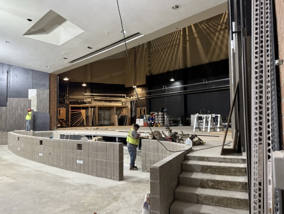 The acoustics of the auditorium will improve both the experience for the audience and the performers on stage. The construction workers are ensuring that the acoustics are the best they can be (Photos used with permission by Brian Hardie).