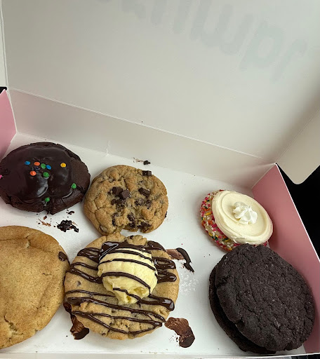 Crumbl Cookies has a weekly rotating cookie selection, with semi chocolate chip, sugar, snickerdoodle, cookies and cream, brownie batter and celebration cake cookies always staying in the rotation due to their popularity.