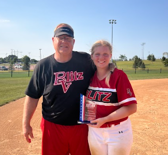 Bergan with his daughter Anna Bergan after placing second in the SD softball state tournament with the 16U BV Blitz in the 2024 season (photo used with permission by Anna Bergan).