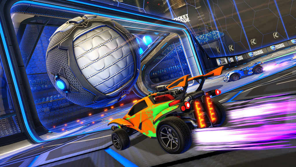 Rocket  League is a game where players use rocket-powered cars to hit a giant ball into the opposing team’s goal (Photo used with permission by AppliedRobotics).