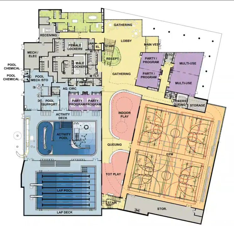 The Frank Olson indoor facility blueprint showcases plans for upcoming renovations. Photo used with permission by Sioux Falls Parks and Recreation.